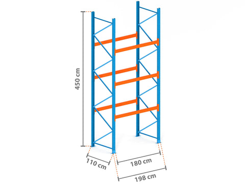 2,8 m Palettenregal PR9000 / 80 cm tief / 2,5 m hoch / 3 Ebenen für 12 Europaletten