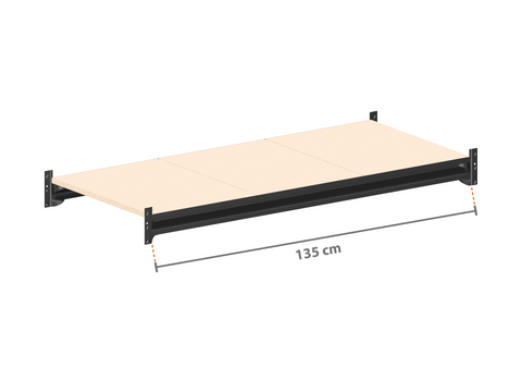 135 cm Fach Weitspannregal mit Holzböden